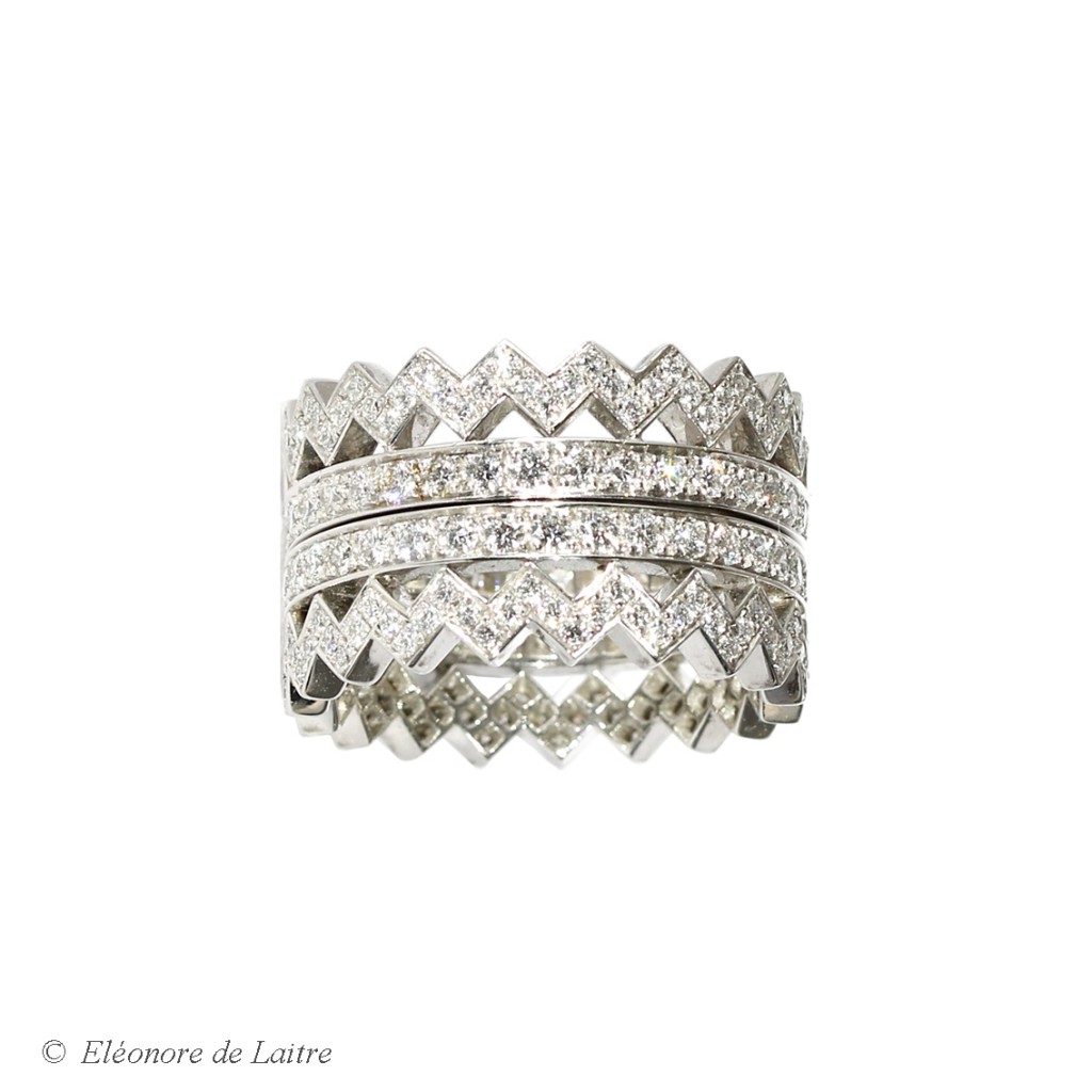 Eléonore de Laitre - Bague Dentelle Z Diamants - diamants, or gris - Collection Couture