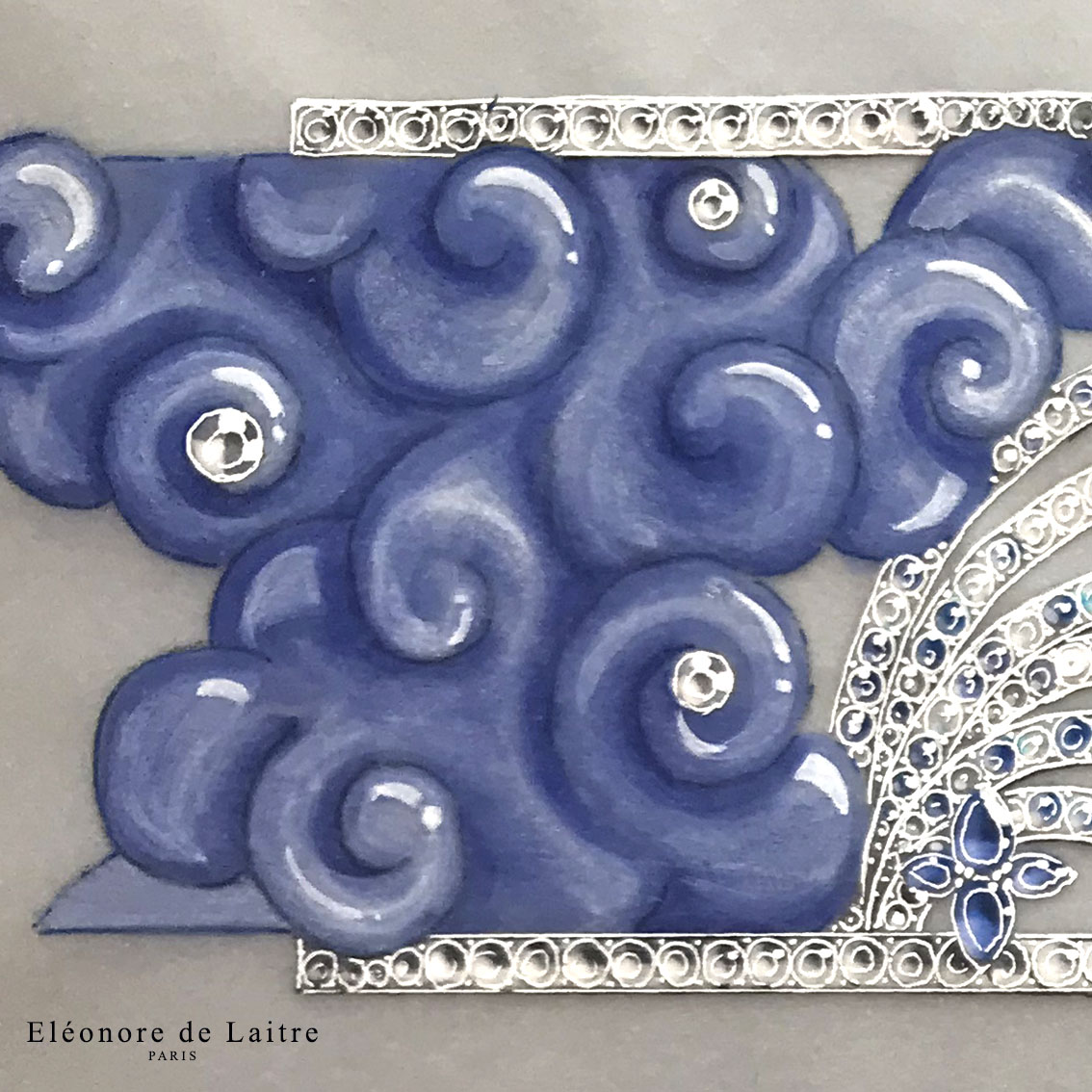 Eléonore de Laitre - Haute joaillerie - Bracelet Oies Sauvages - gouache.