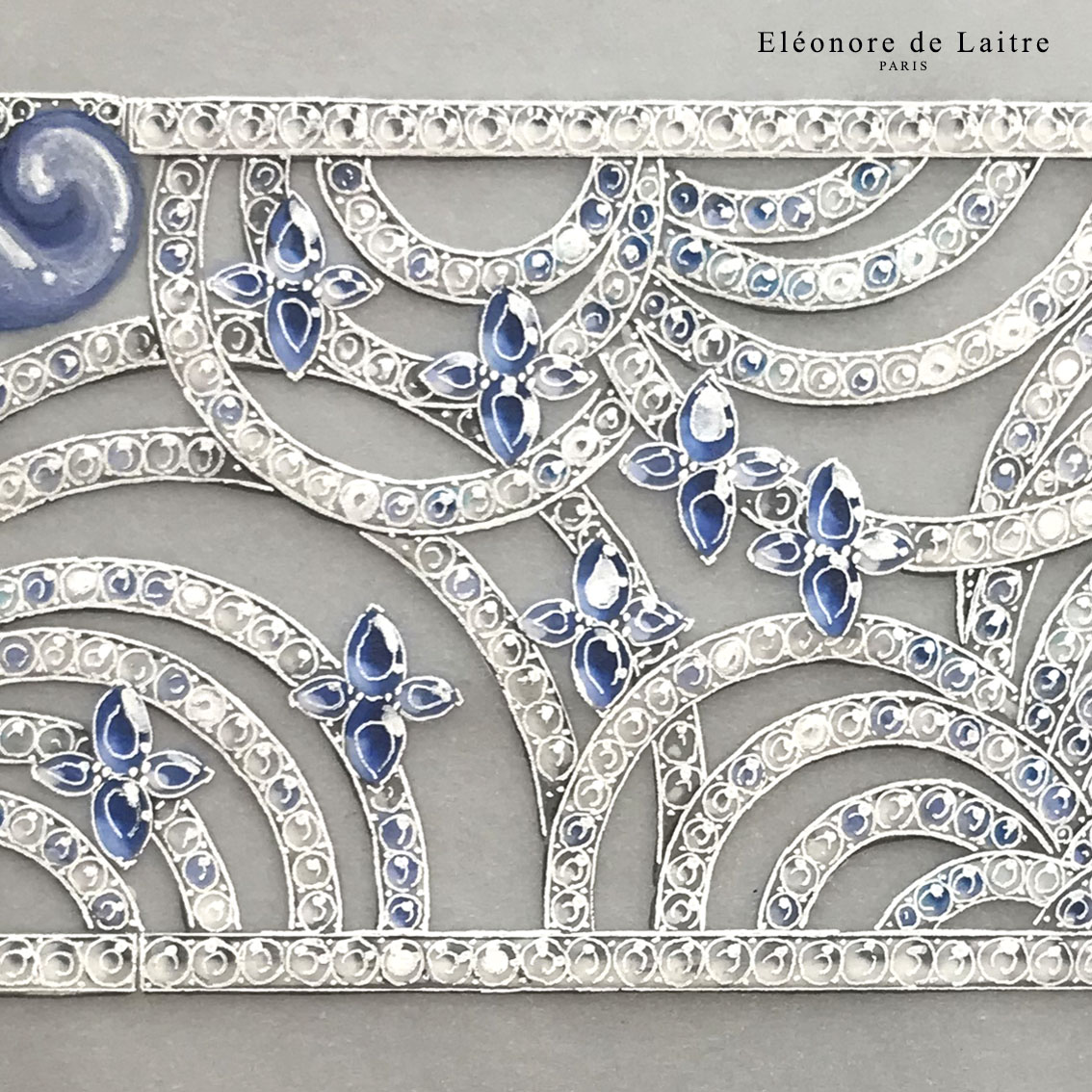 Eléonore de Laitre - Haute joaillerie - Bracelet Oies Sauvages - gouache.