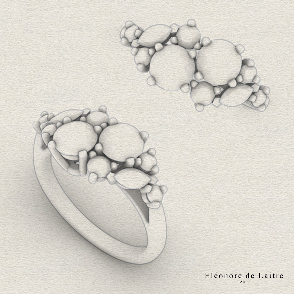 Bague sur-mesure, dessin 3D